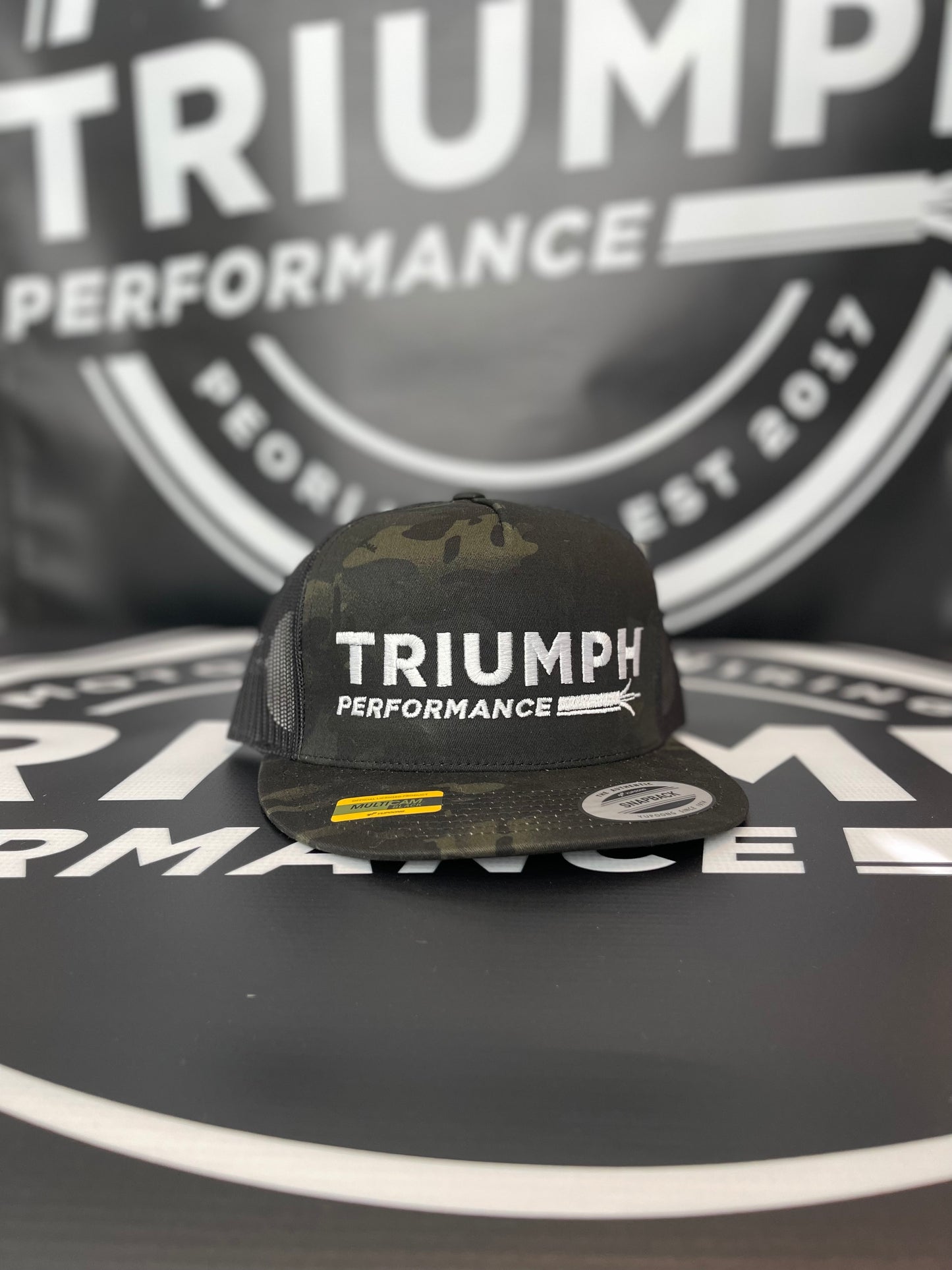 TRIUMPH PERFORMANCE BLACK "MULTICAM" MESH TRUCKER SNAPBACK