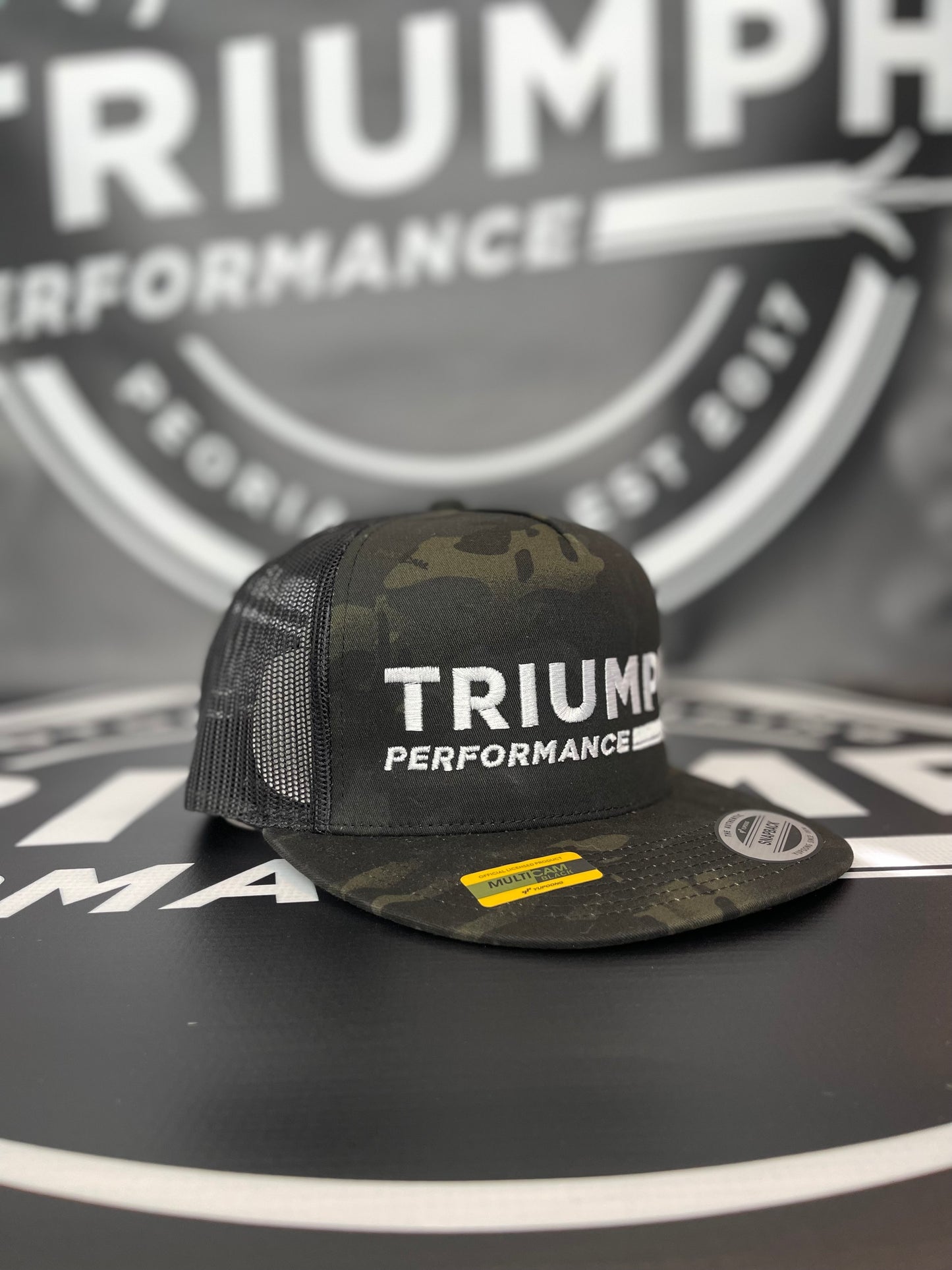 TRIUMPH PERFORMANCE BLACK "MULTICAM" MESH TRUCKER SNAPBACK