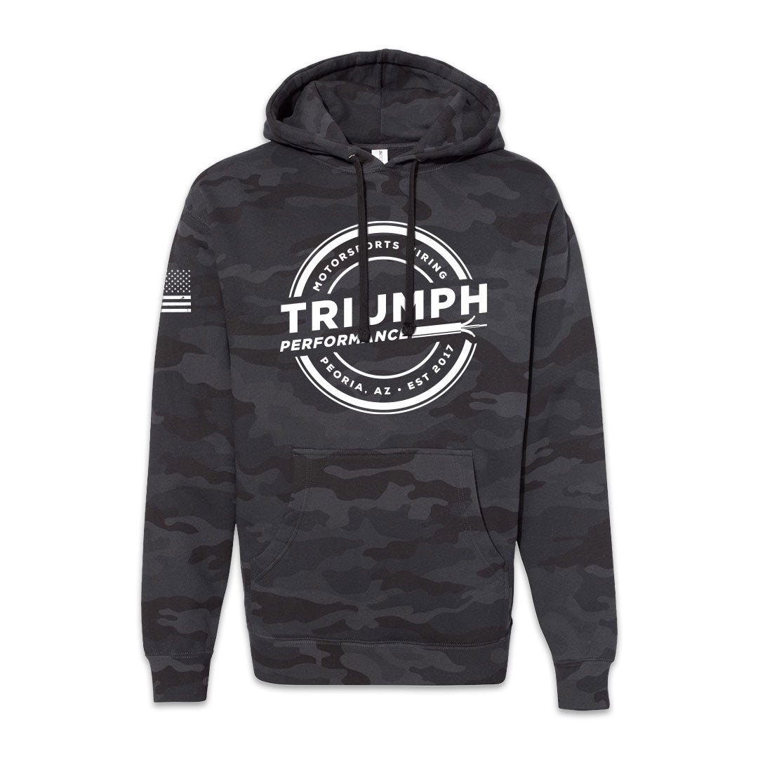 TRIUMPH PERFORMANCE BLACK CAMO CORPORATE HOODIE